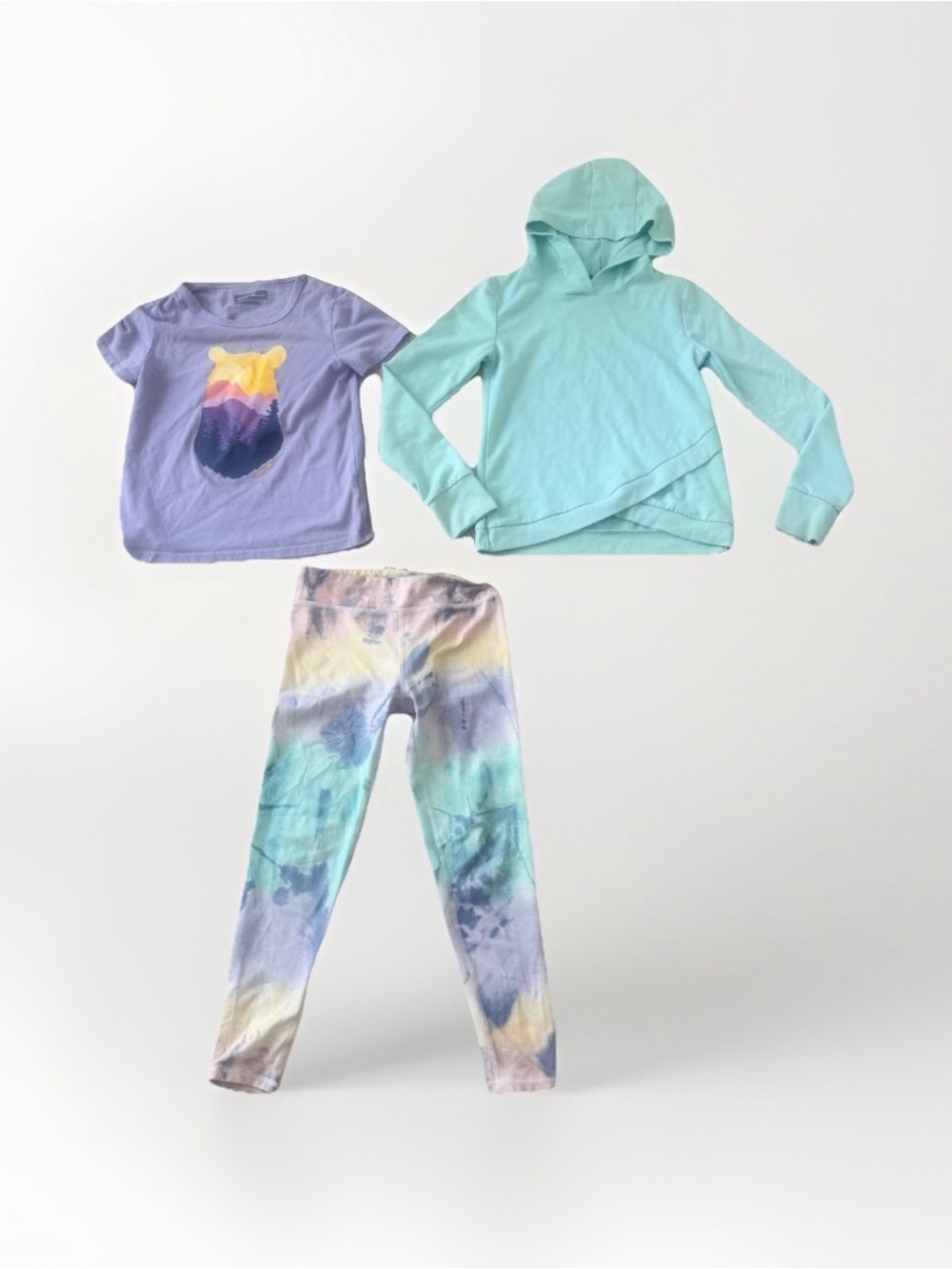 Eddie Bauer Sz Small (7-8 Yrs) Girls Hoodie T-shirt Leggings 3 Pcs Set Tie Dye